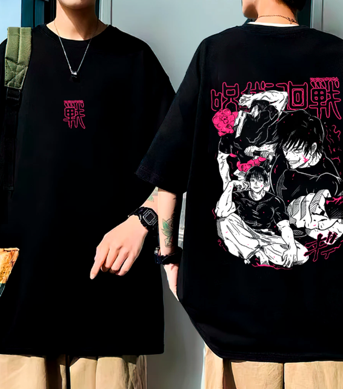Camiseta Oversized Jujutsu Kaisen preta